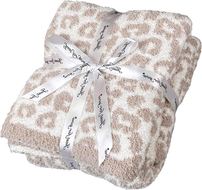 Soft Plush Fluffy Leopard Knitted Throw Blanket, Lightweight Warm Cozy Reversible Blanket Cheetah... | Amazon (US)