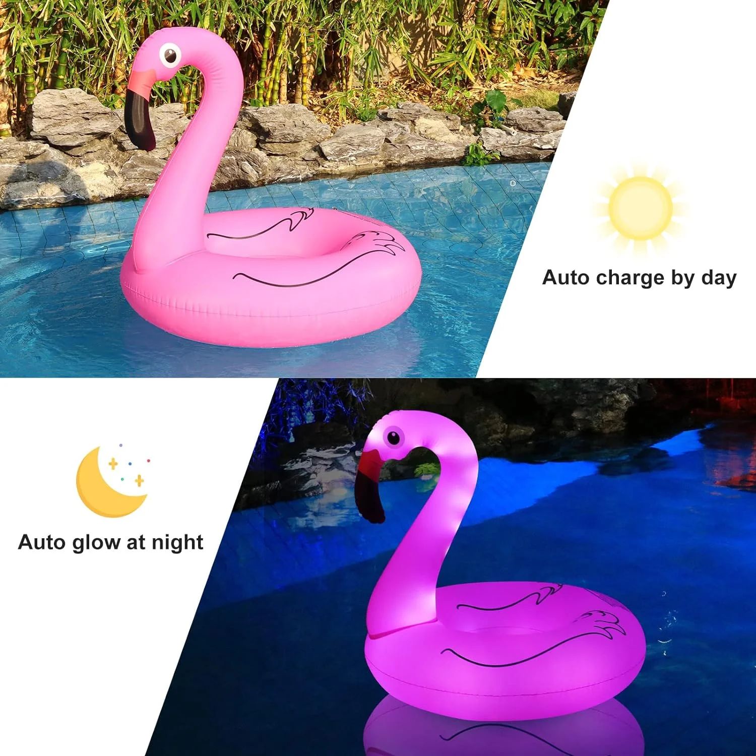 vocheer Inflatable Flamingo Pool Float with Lights, Solar Powered Flamingo Pool Floaties Inflatab... | Walmart (US)