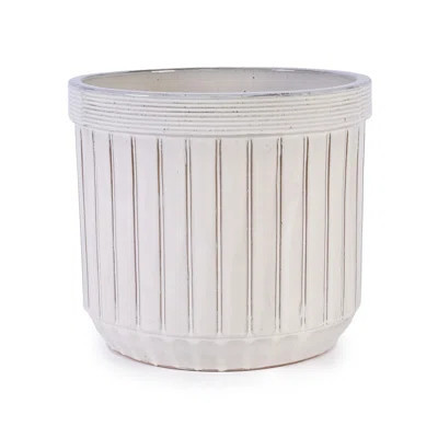 4 Pieces Cream Color Ceramic Planter, Modern Flowerpot For Various Spaces, All - Weather , Built In Drainage, 13.98" Width Patio, Garden Or Windowsill | Wayfair North America