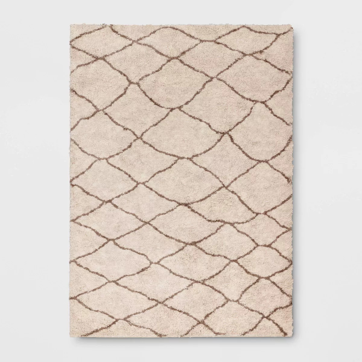 7'x10' Organic Diamond Shag Area Rug Brown - Threshold™: High Pile, Fade & Stain-Resistant, Ind... | Target