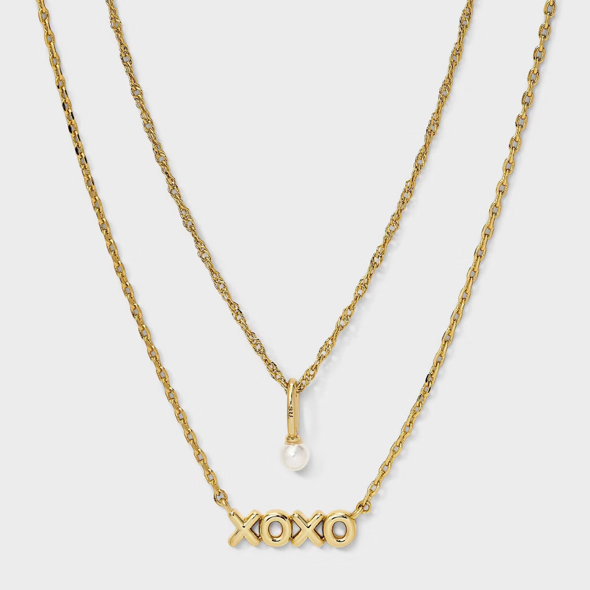 14K Gold Dipped Cubic Zirconia "xoxo" Multi-Strand Necklace - A New Day™ Gold | Target