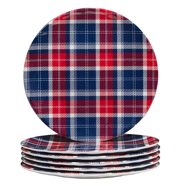 Certified International Christmas Plaid 6-pc. Dessert Plate Set | Kohl's