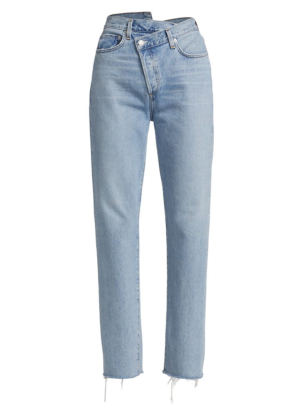 AGOLDE Criss Cross High-Rise Distressed Straight-Leg Jeans | Saks Fifth Avenue