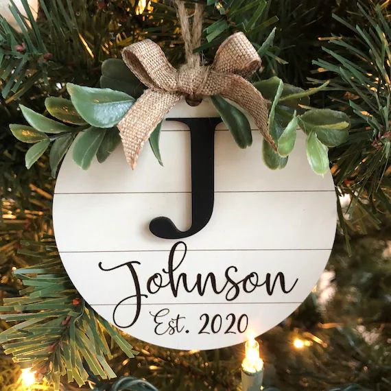 Last Name Christmas Ornament, Our First Christmas, Secret Santa, Coworker Gift | Etsy (US)
