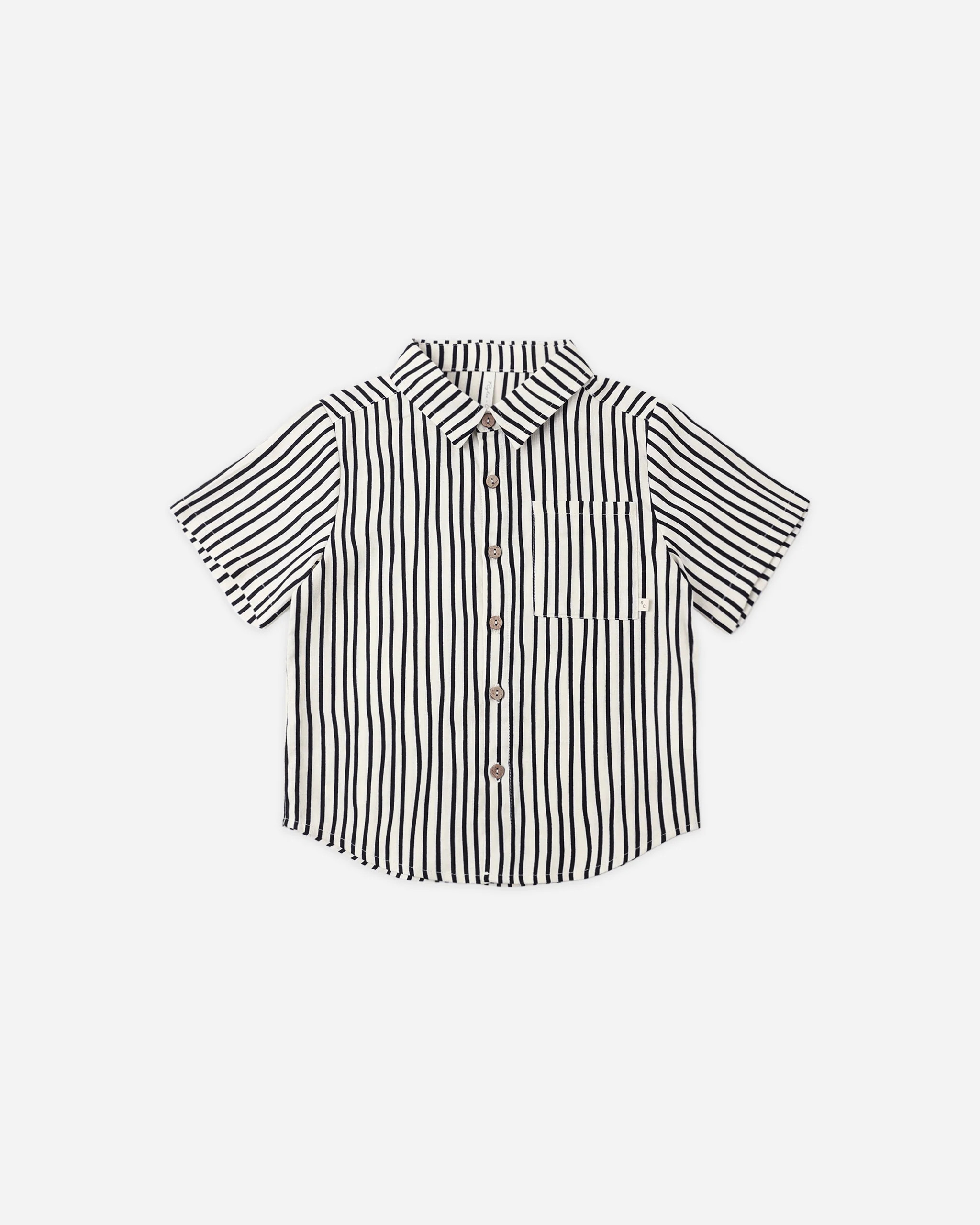 Collared Short Sleeve Shirt Wavy Stripe | Rylee + Cru