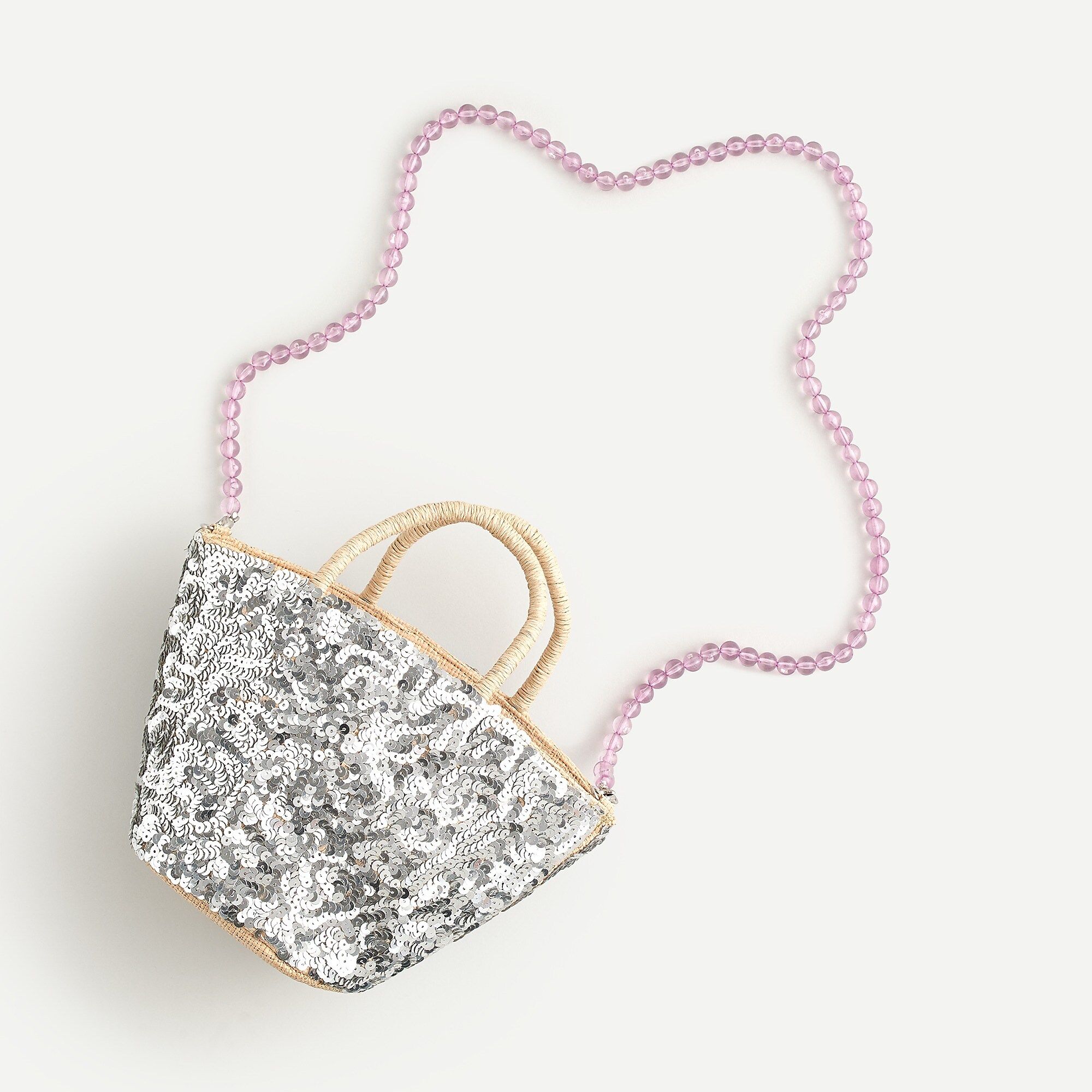 Girls' straw sequin tote with beaded strap | J.Crew US