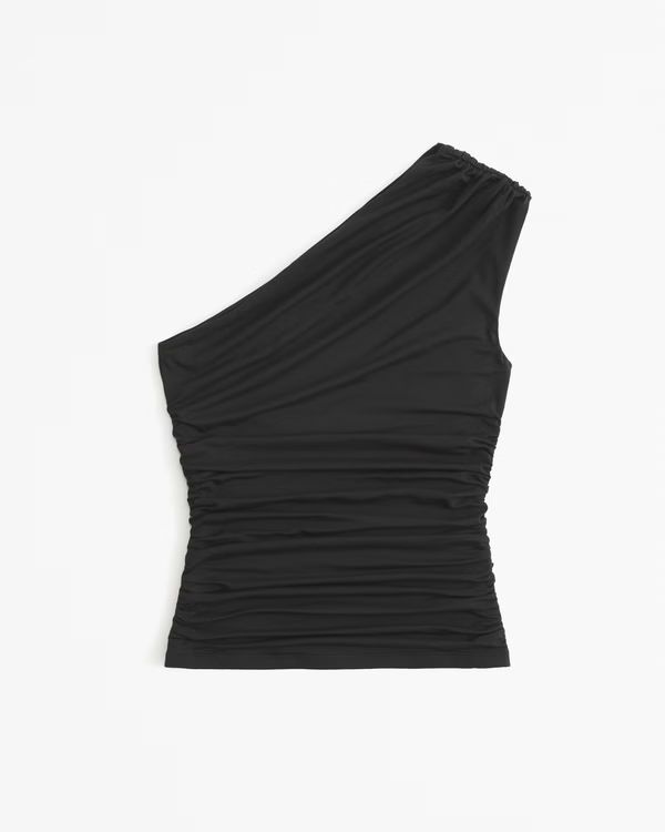 Asymmetrical Draped Top | Black Top | Black Tops | Abercrombie Tops | Abercrombie & Fitch (US)