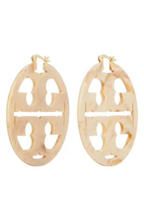 Tory Burch Miller Resin Hoop Earrings in Tory Gold /Horn at Nordstrom | Nordstrom
