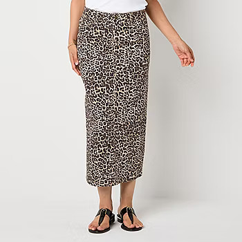 Liz Claiborne Womens Mid Rise Denim Skirt, Color: Neutral Animal - JCPenney | JCPenney