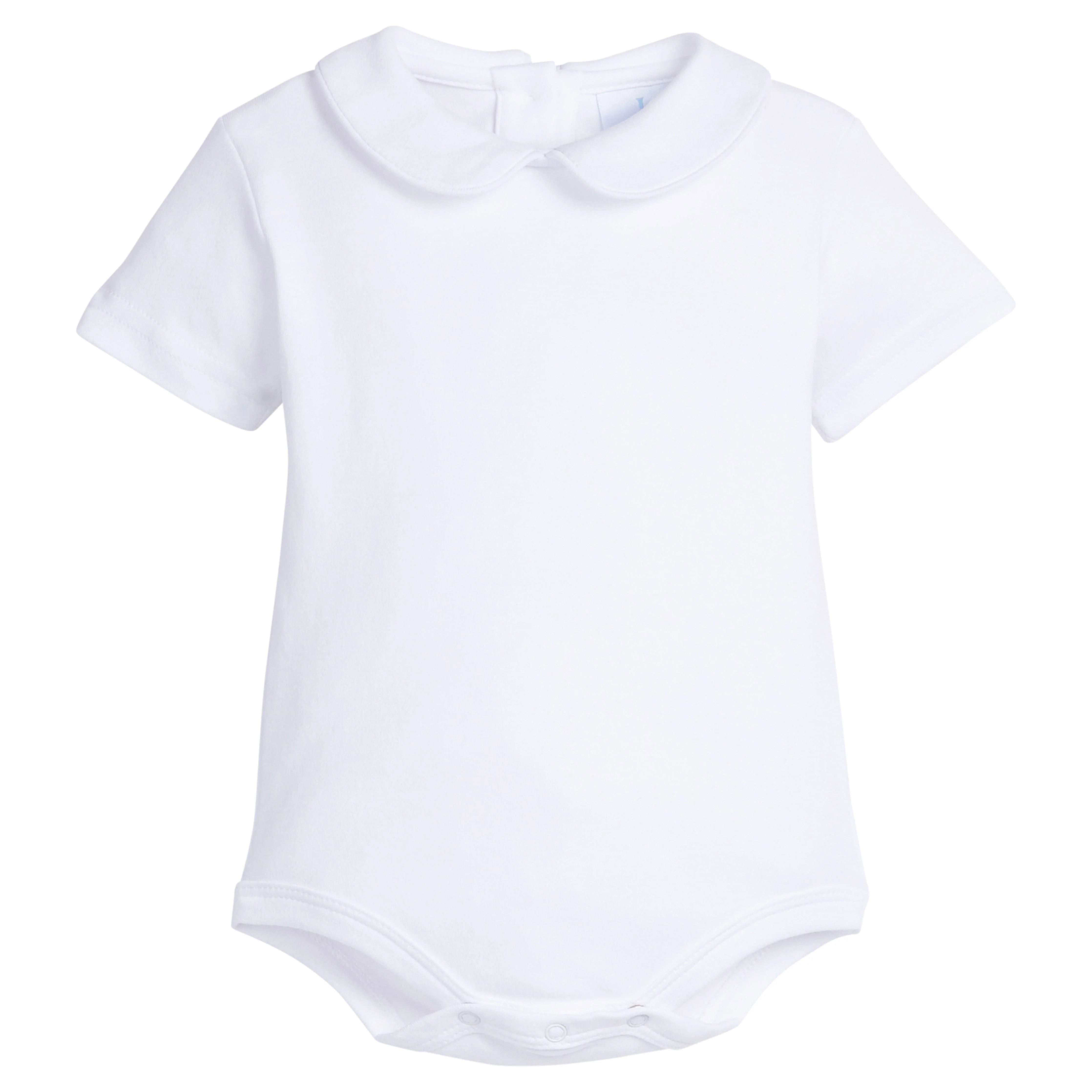 Boys Piped Peter Pan Shorts Sleeve Onesie in White | Little English