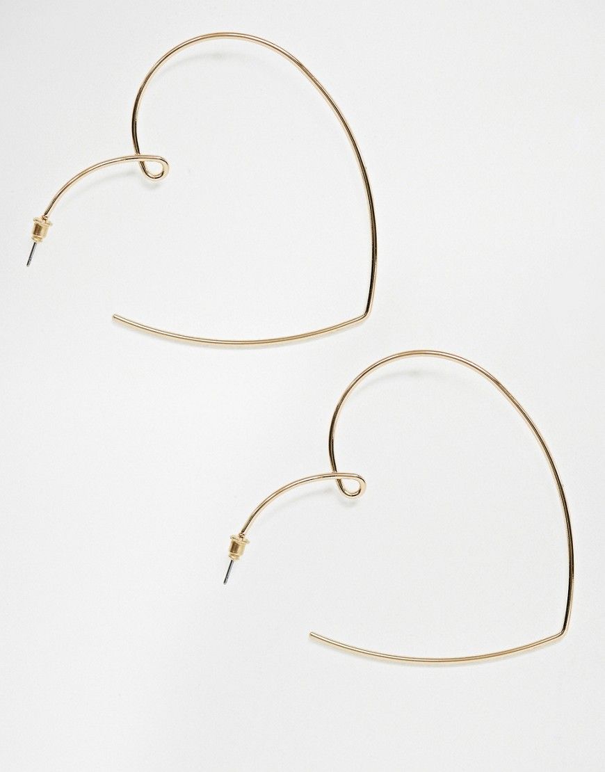 ASOS DESIGN hoop earrings in looped heart design in gold - Gold | ASOS US