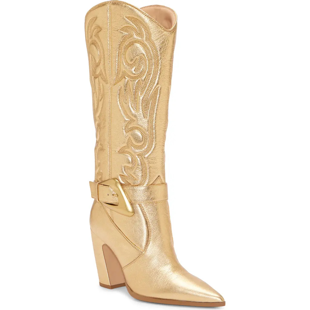 Vince Camuto Biancaa Pointed Toe Western Boot in True Gold at Nordstrom Rack, Size 9 | Nordstrom Rack
