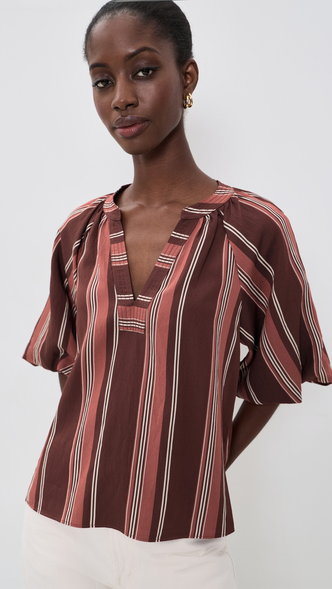 Tanya Taylor Marine Top Deep Redwood Multi L | Shopbop
