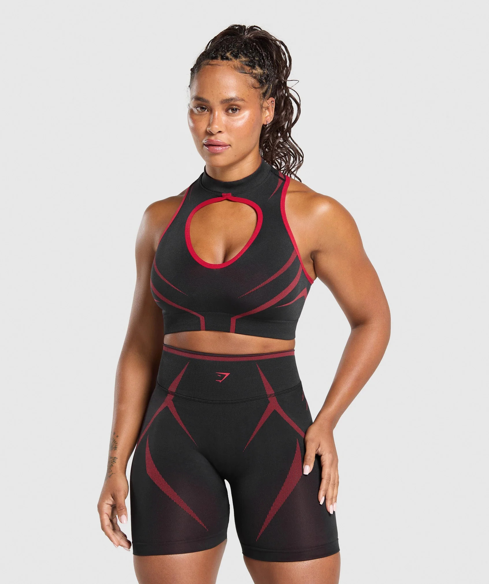 Gymshark Apex Lift Seamless Crop Top - Black/Carmine Red | Gymshark US