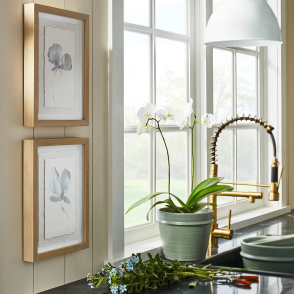 (Set of 2) 11" x 14" Florals on Parchment Paper Framed Wall Arts - Threshold™ designed with Stu... | Target