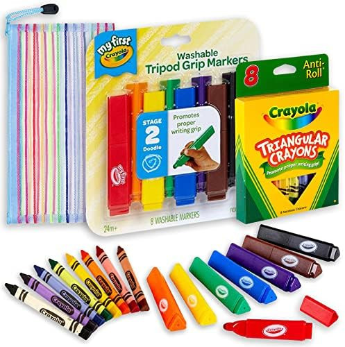 Toddler Crayons Bundle Pack - Tripod Markers for kids, Triangle Crayons for Toddlers, Zippered Pe... | Amazon (US)