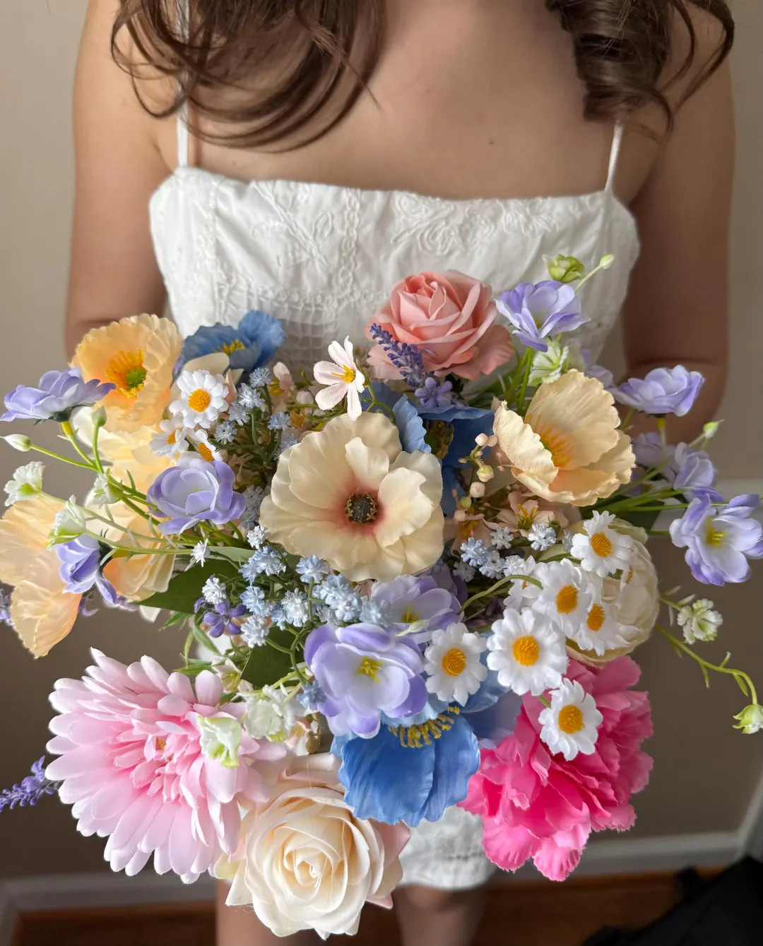 Colorful Wildflower Poppy Bridal Bouquet, Faux Summer Wedding Flowers, Boho Rustic Wedding Bouque... | Etsy (US)