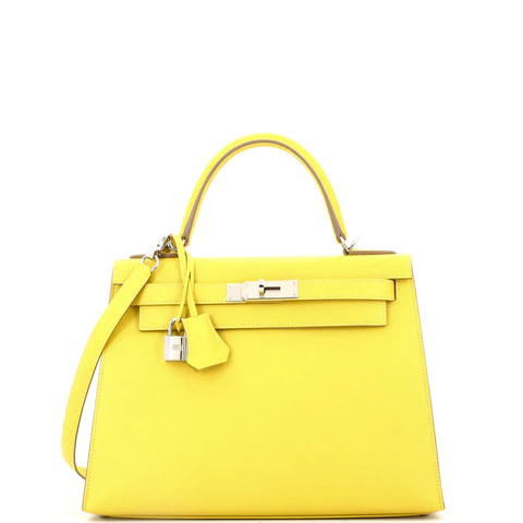 Kelly Handbag Lime Epsom with Palladium Hardware 28 | Rebag