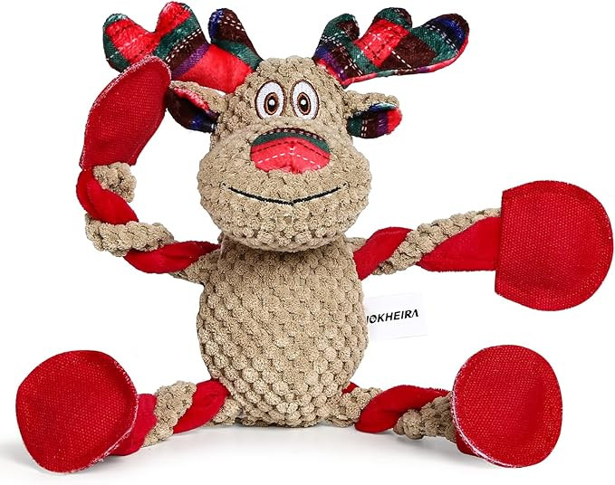 IOKHEIRA Christmas Dog Toys for Large Medium Small Breeds Dogs - Dog Toys Reindeer Squeaky Plush ... | Amazon (US)