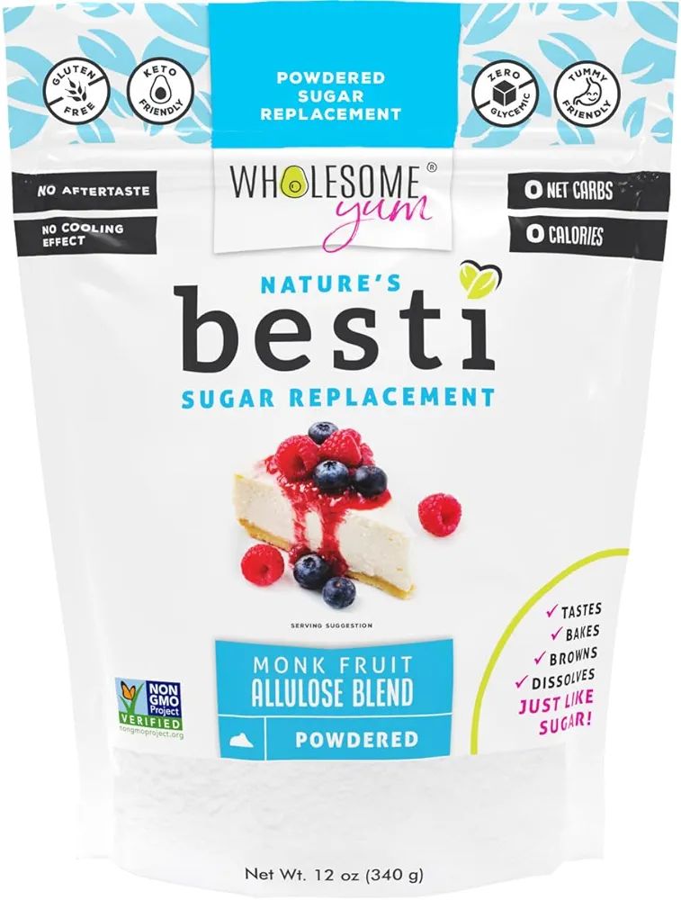 Wholesome Yum Besti Natural Powdered Sugar Substitute - Confectioners Monk Fruit Sweetener Blend ... | Amazon (US)