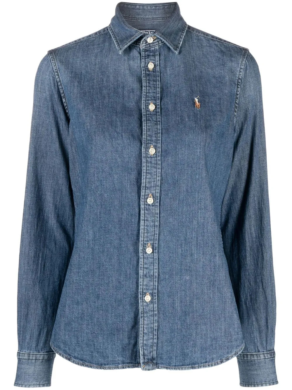 Polo Ralph Lauren embroidered-logo Denim Shirt | Blue | FARFETCH AE | Farfetch Global