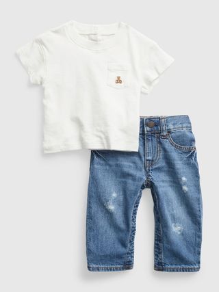 Baby 100% Organic Cotton Denim Outfit Set with Washwell | Gap (US)