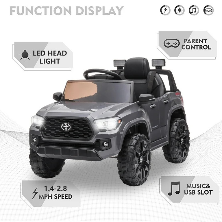 Toyota Tacoma Ride on Cars for Boys, 12V Powered Kids Ride on Cars Toy with Remote Control, Gray ... | Walmart (US)