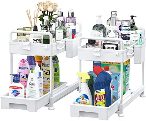 SOLEJAZZ 2-Tier Under Sink Organizer, Sliding Under Bathroom Cabinet Storage Drawer Organizer wit... | Amazon (US)