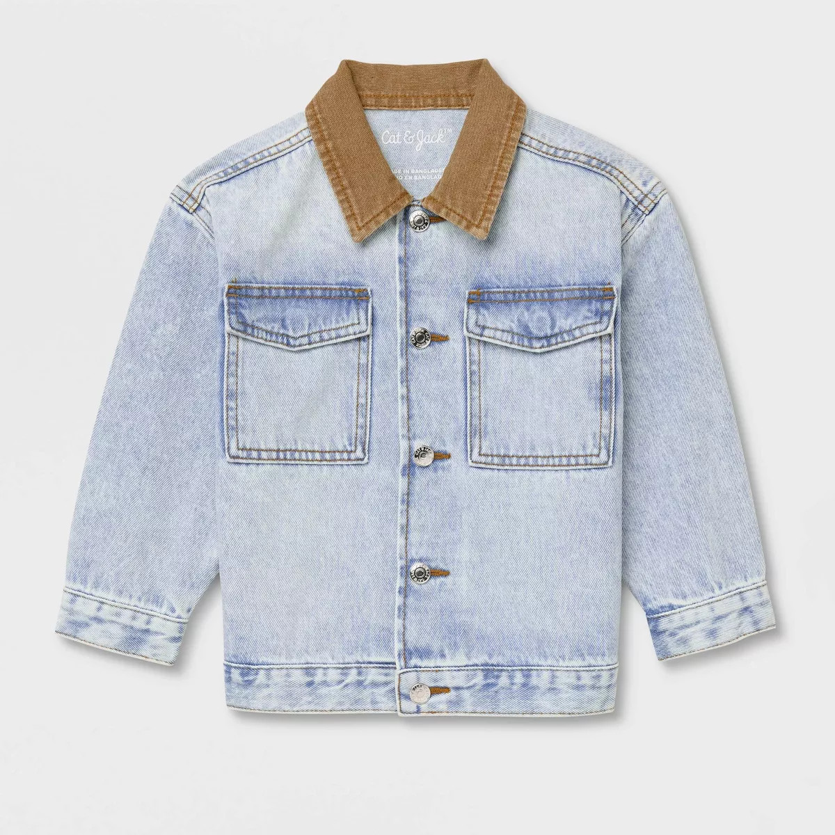 Toddler Boys' Contrast Collar Denim Jacket - Cat & Jack\u2122 Light Wash 5T | Target
