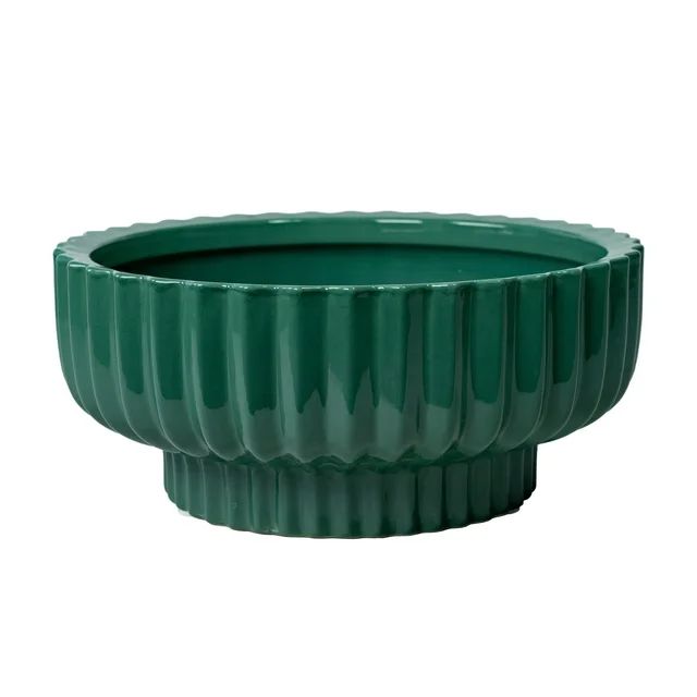 Better Homes & Gardens Pottery 12" Fischer Round Ceramic Planter, Green | Walmart (US)