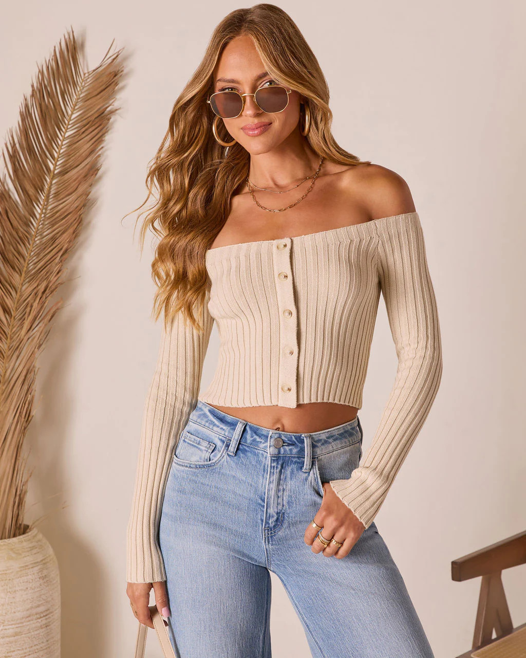 Soft Focus Off The Shoulder Knit Top | VICI