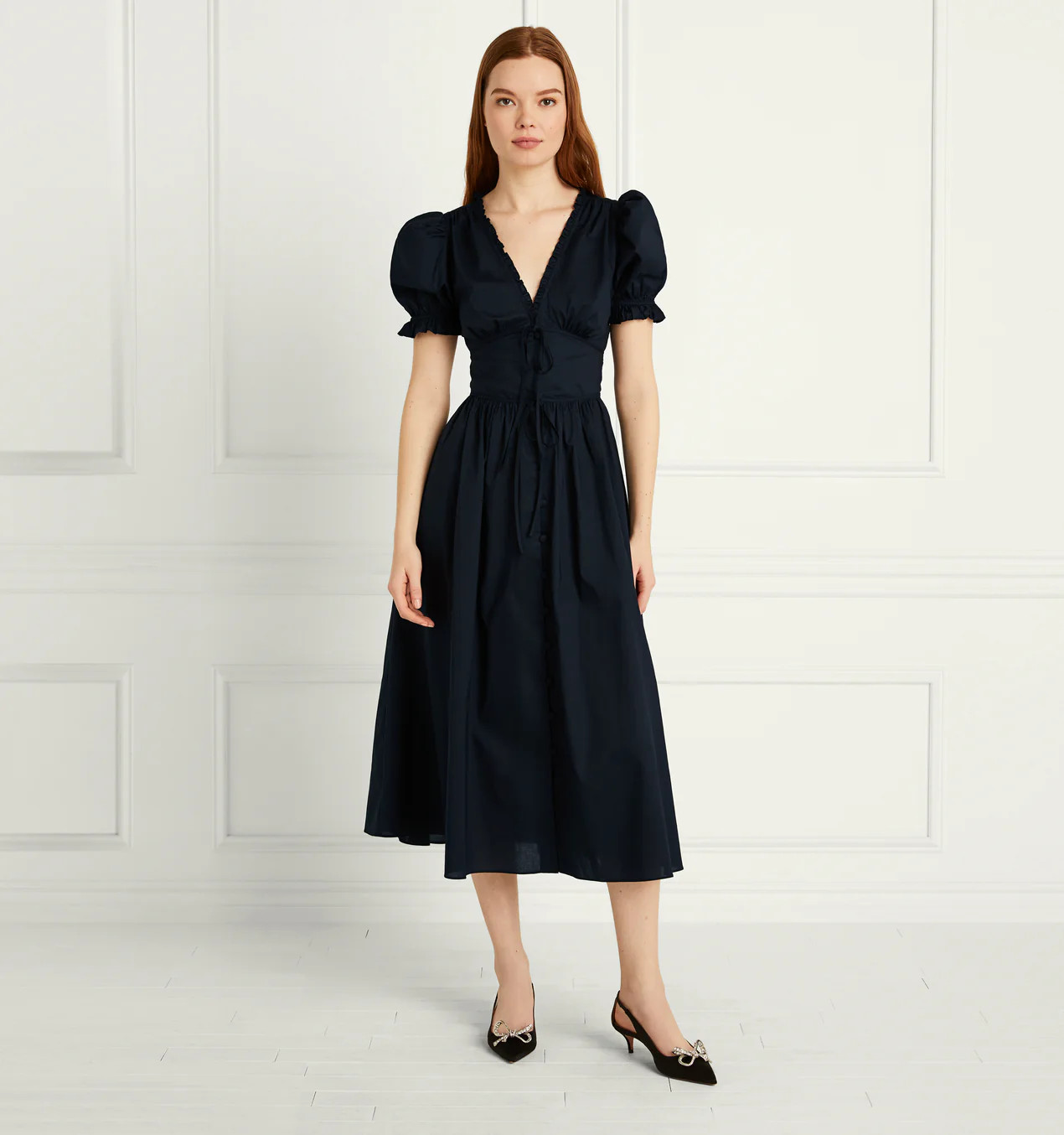 The Sabrina Dress - Black Cotton | Hill House Home