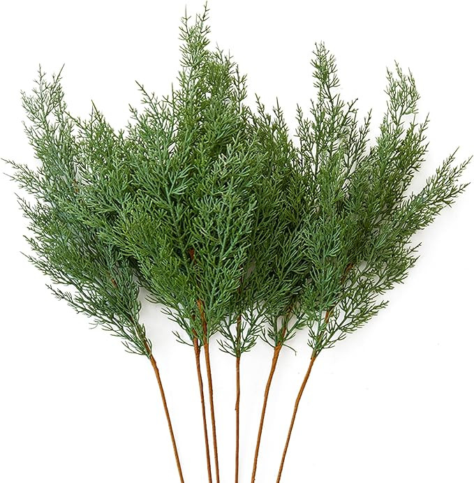 MISSPIN 6pcs Artificial Pine Branches - 30incn Fake Greenery Stems - Christmas Faux Pine Leaves f... | Amazon (US)
