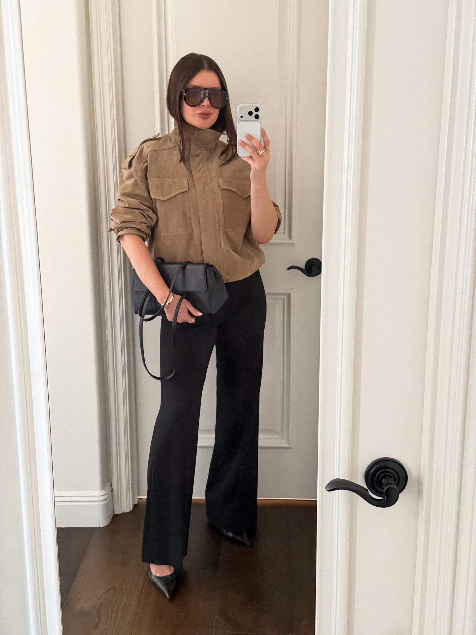 Styling viral beige suede @Zara   jacket with @L'AGENCE  bootcut pants, heeled slingbacks and a black purge. An elevated look for an office and everyday errands. 
Linking similar jackets including one from Amazon that looks pretty much the same! Wearing size S jacket, size 6 pants. 

#falloutfit #falloutfitswomen #jacket #trousers #pants #suede #falljacket #officelook

#LTKgrwm #LTKWorkwear #LTKootd