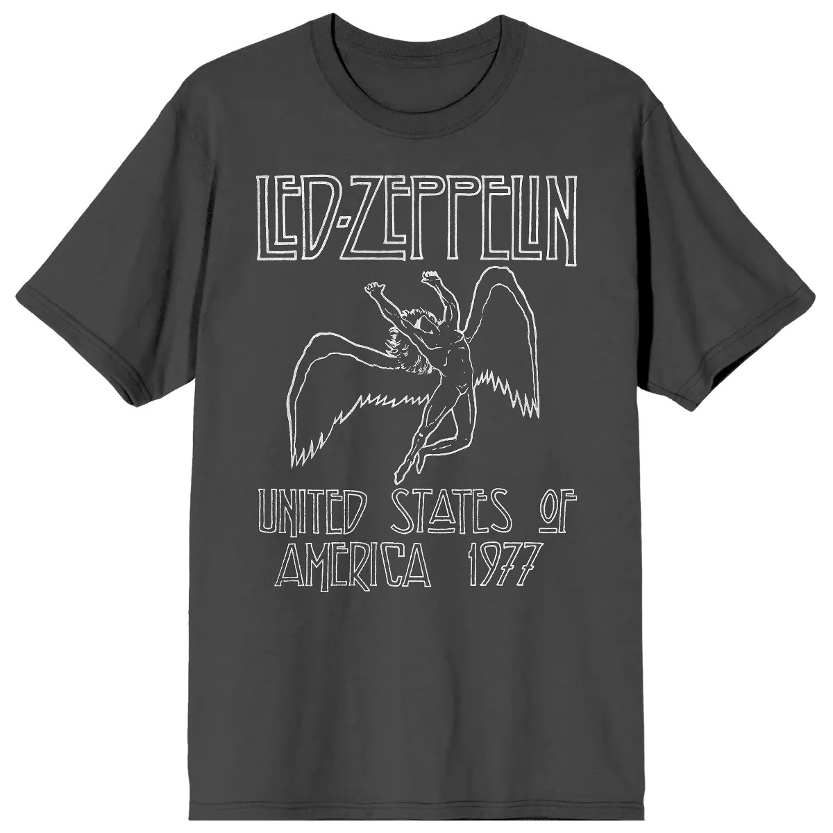Led Zeppelin Falling Icarus 1977 Crew Neck Short Sleeve Charcoal Men's T-shirt | Target