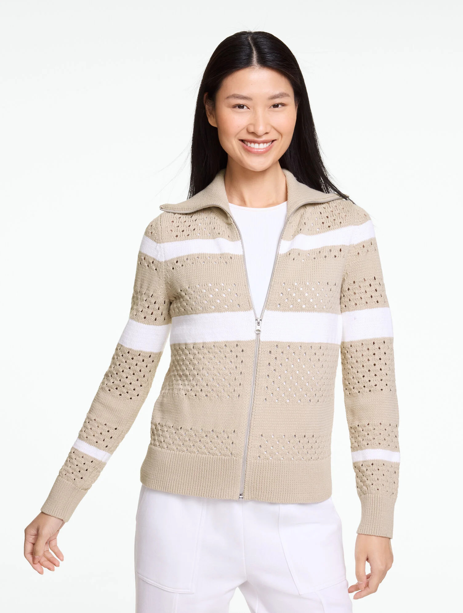 Open Stitch Sweater Jacket - Striped | Talbots
