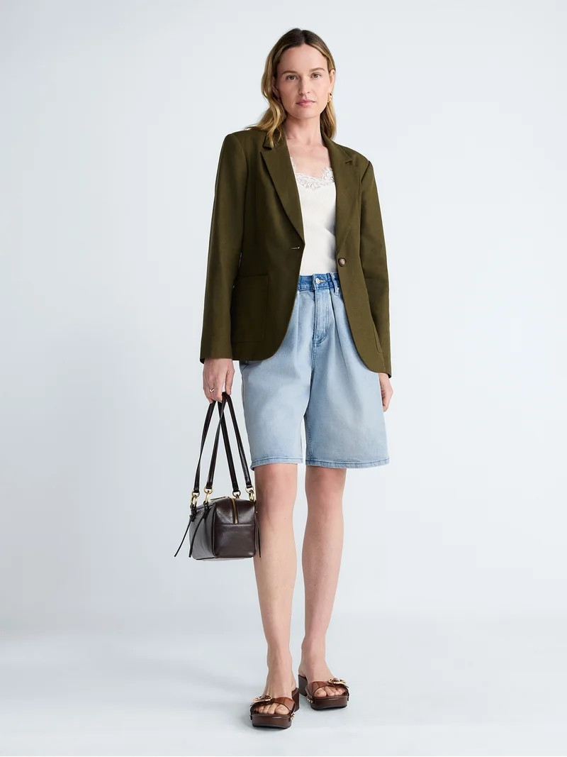 Scoop Women\u2019s and Women's Plus Linen Blend Blazer, Sizes XS-4X | Walmart (US)