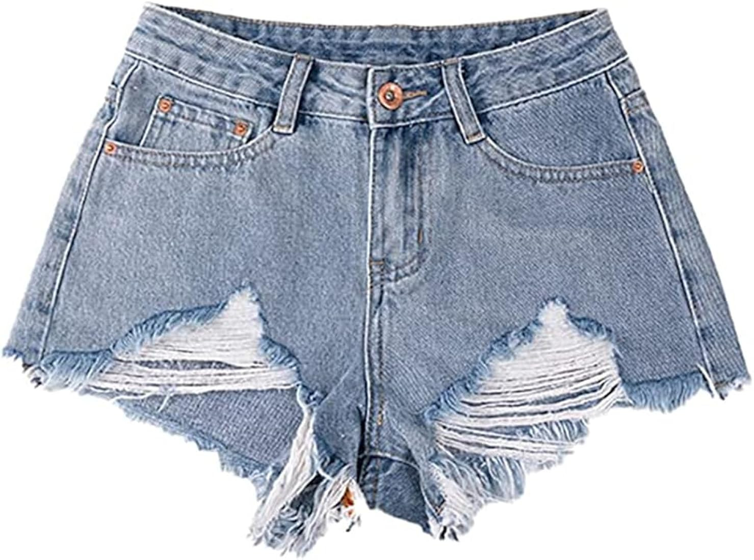 Women's Casual High Rise Denim Shorts Ripped Raw Hem Jean Shorts D818… | Amazon (US)