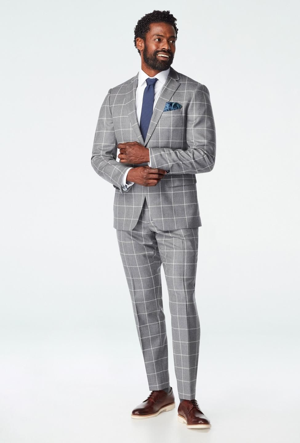 Durham Windowpane Gray White Suit | Indochino