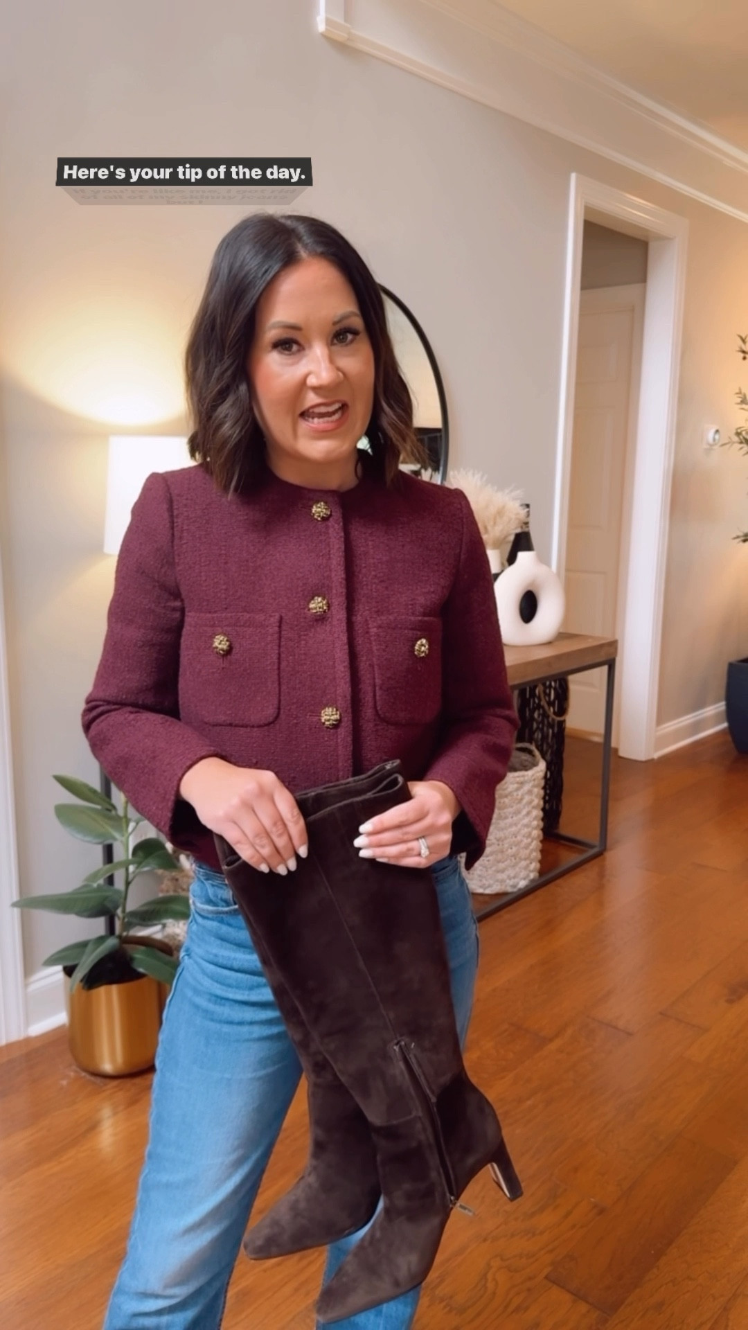 Style tip with jeans and knee high boots - saks cyber sale going on now- use code cyber24sf for $50 off your purchase of $200 or more! 

#LTKCyberWeek #LTKWatchNow #LTKStyleTip