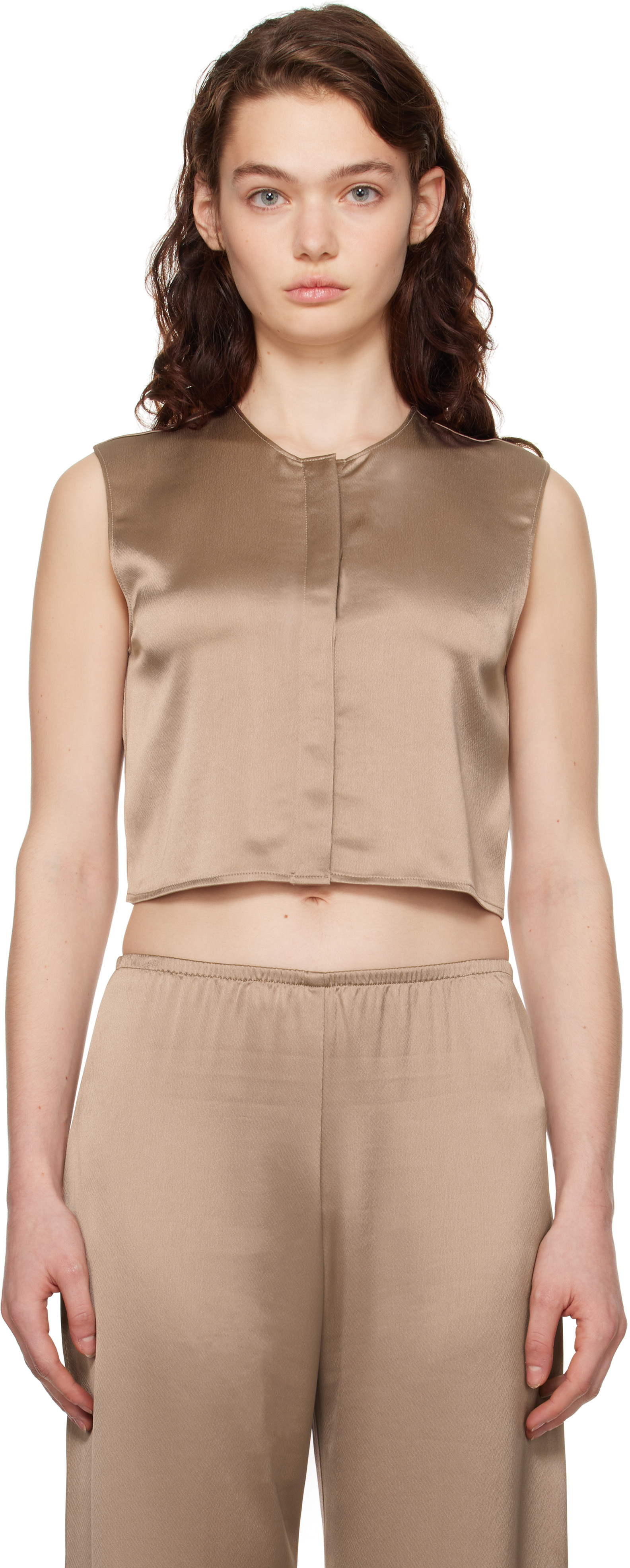 LESET Brown Barb Crewneck Vest | SSENSE