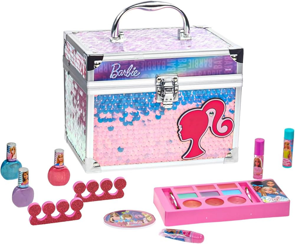 Barbie Train Case Beauty Set, Kids Makeup Kit for Girls, Real Washable Makeup Set, Play Makeup, I... | Amazon (US)