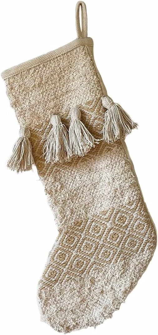 Casa Boho Christmas Stocking Holiday Stockings Christmas Decorations Boho Stocking Neutral Stocki... | Amazon (US)