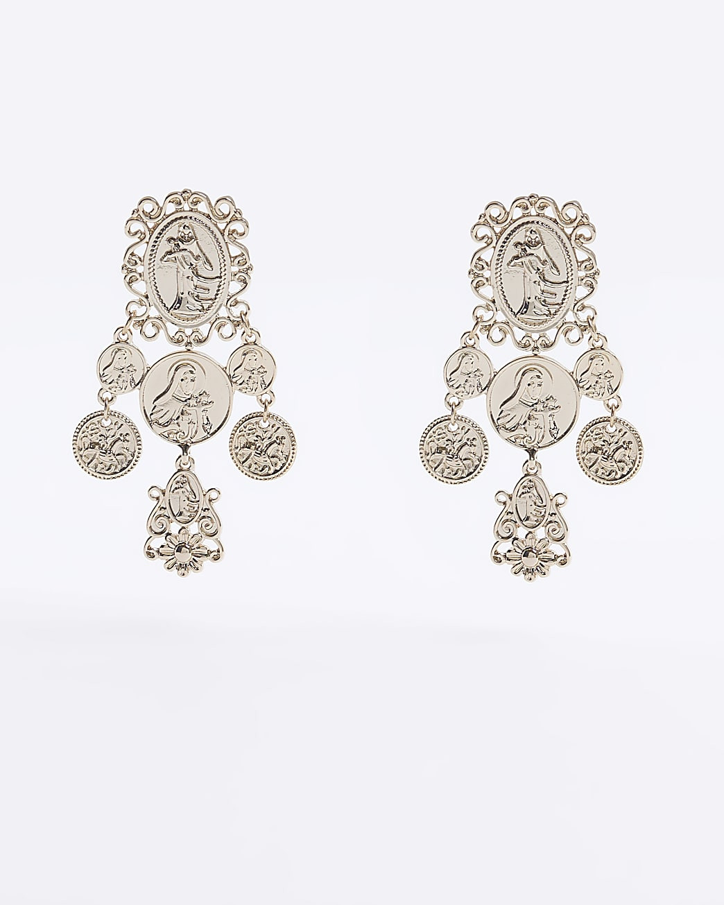 Gold Coin Drop Earrings | River Island (UK & IE)