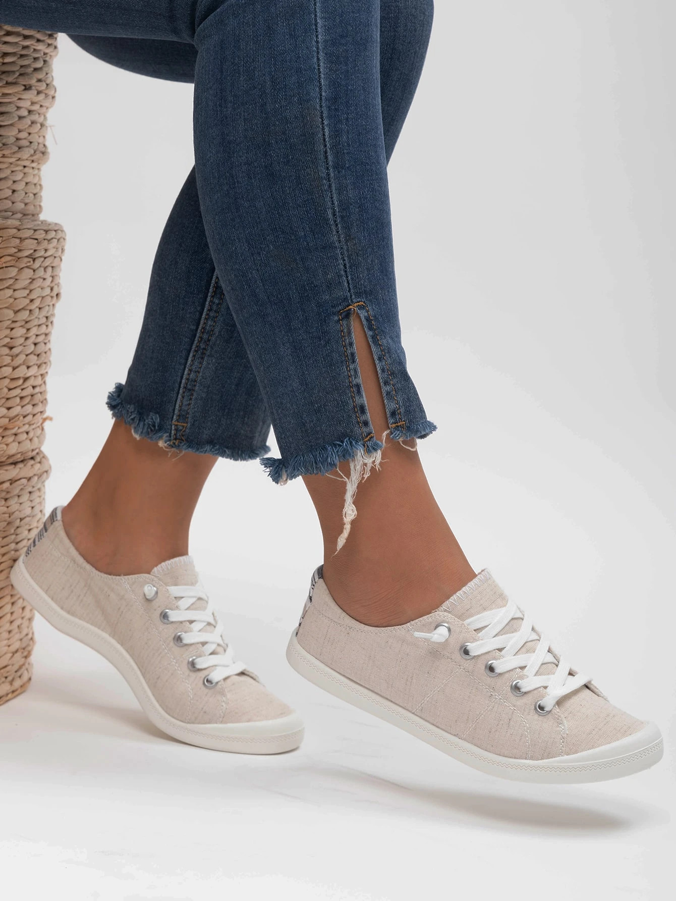 Lace-up Front Wide Fit Low Top Sneakers | SHEIN