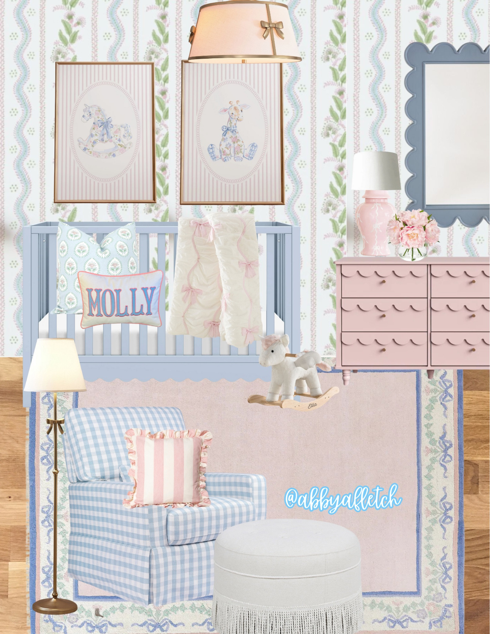 blue and pink girl’s nursery inspo🎀🩵

#LTKHome #LTKKids #LTKBaby