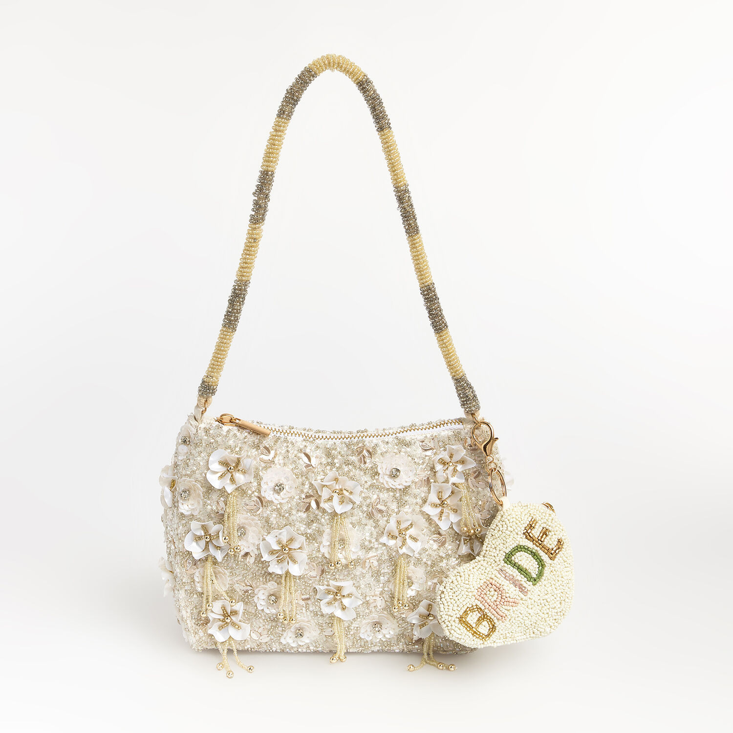 Cream Floral Beaded Bridal Bag | TK Maxx