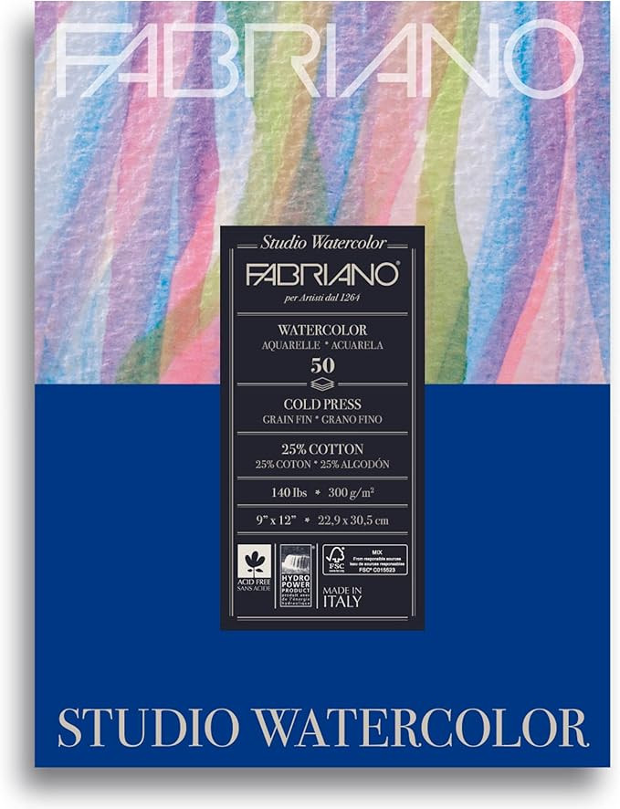 Fabriano Studio Cold Press Watercolor Pad, 9 x 12, White | Amazon (US)