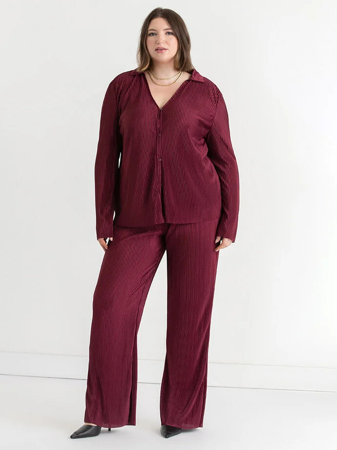 Plisse Button-Up Blouse | Rickis | Ricki's