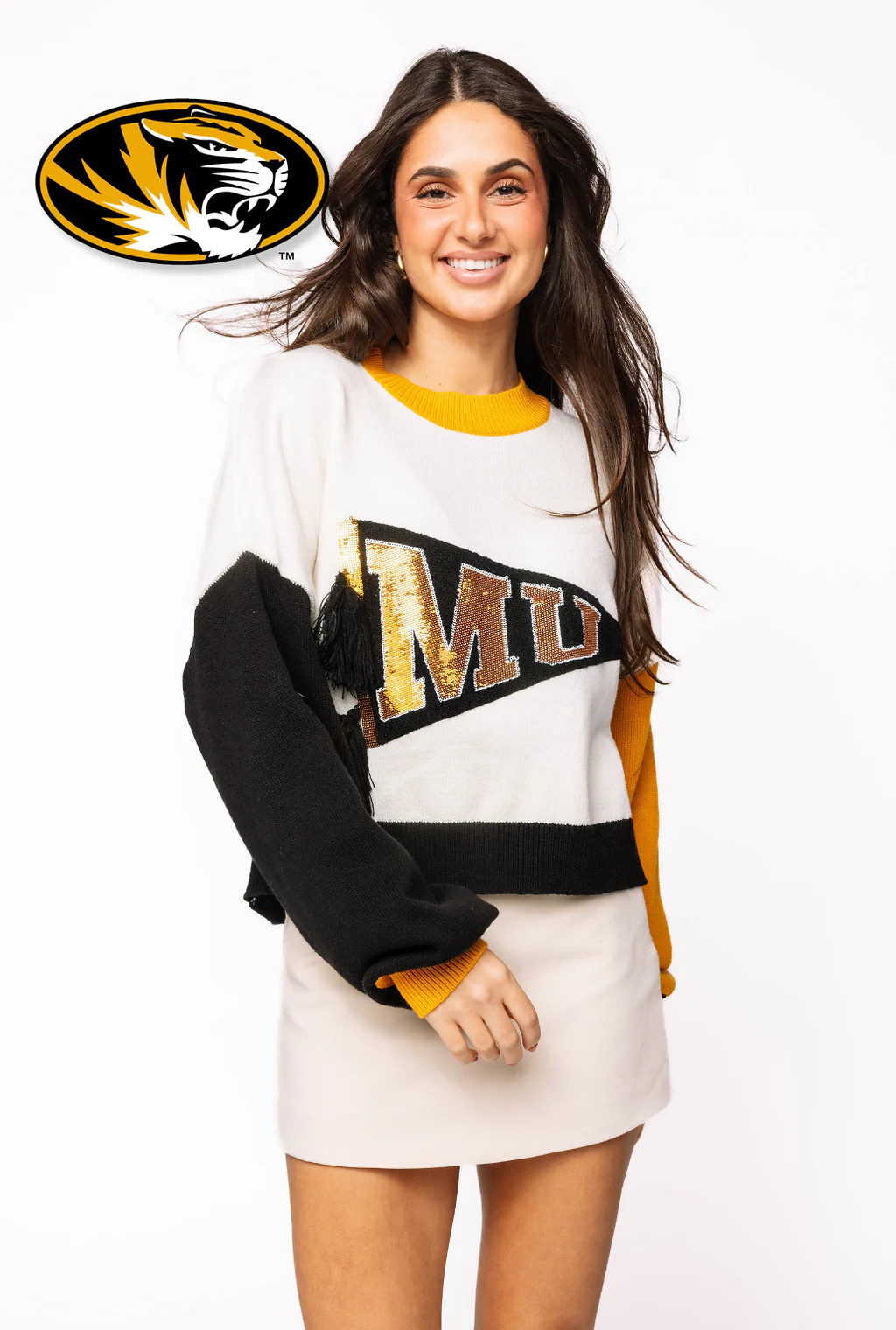 Licensed Sample - Mizzou Pennant Sweater | Queen of Sparkles